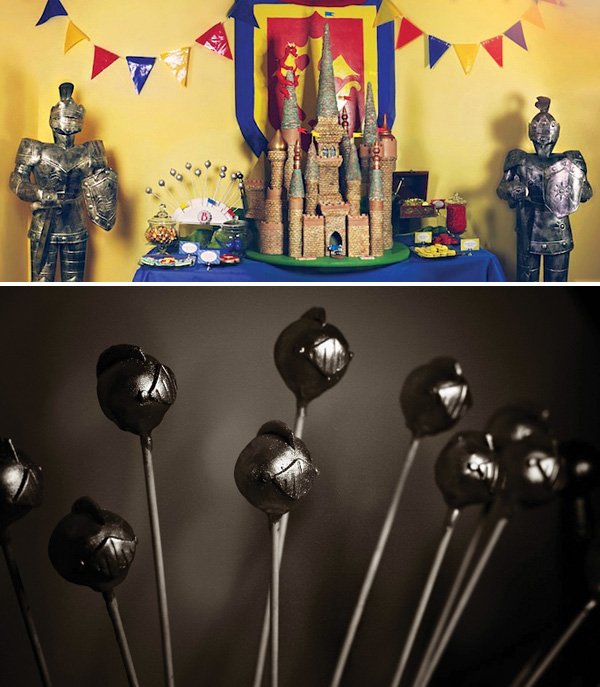 knight armor cake pops and party decor