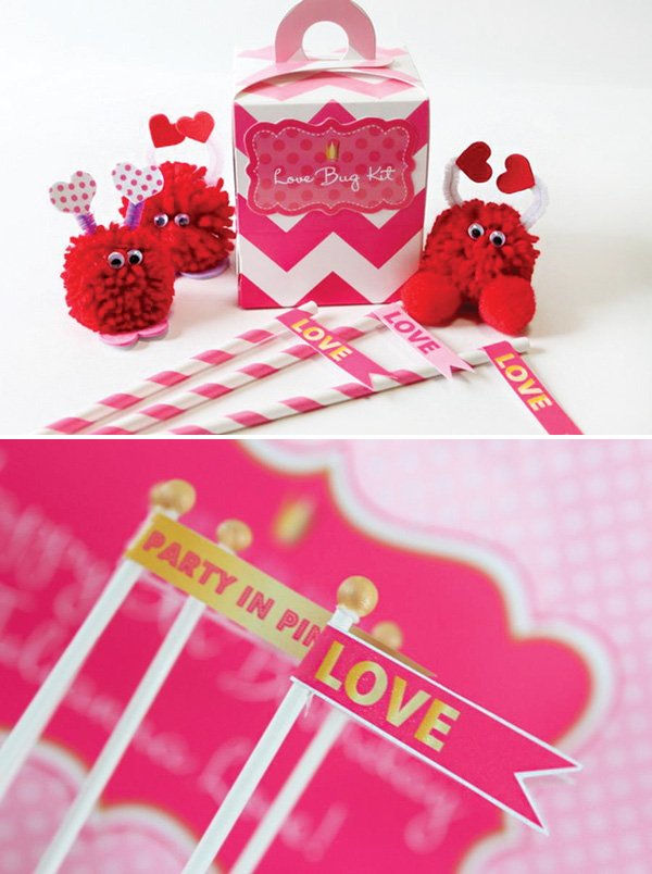make your own love bug kit and love party flags