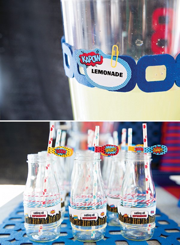 pop art party flags and labels