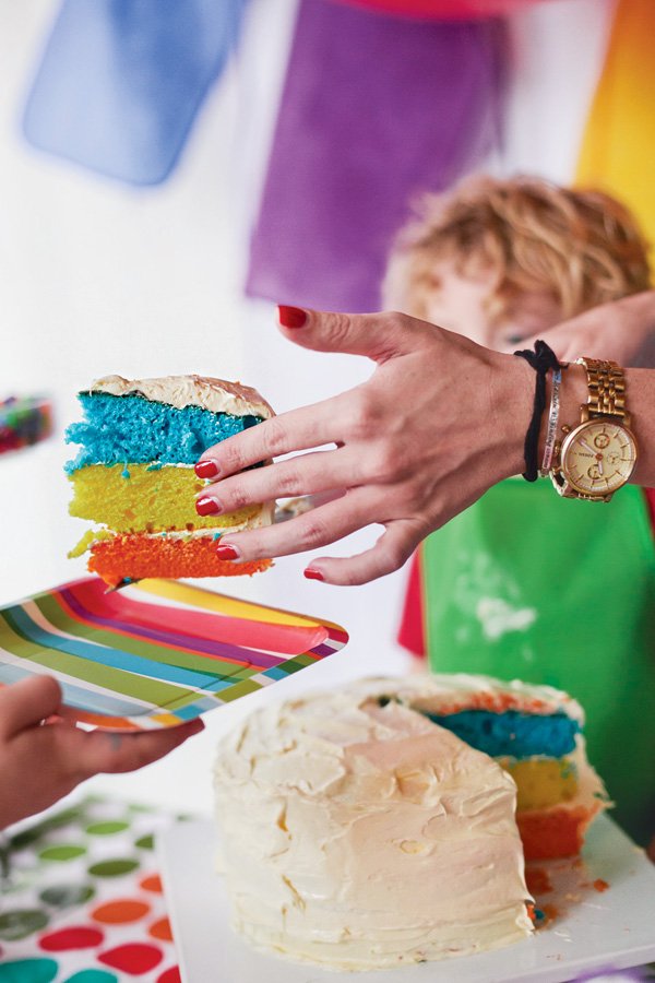 primary colors rainbow layer birthday cake