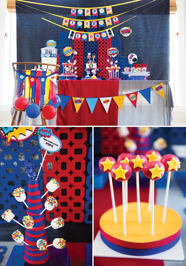 super hero dessert marshmallow pops and cake pops
