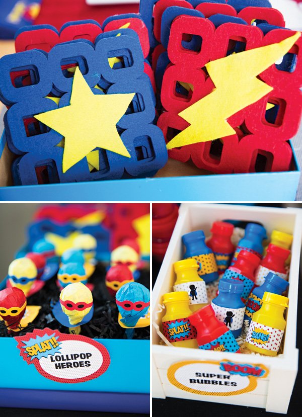 DIY super hero lollipop party favors