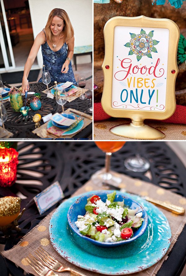good vibes only sign for a dinner party