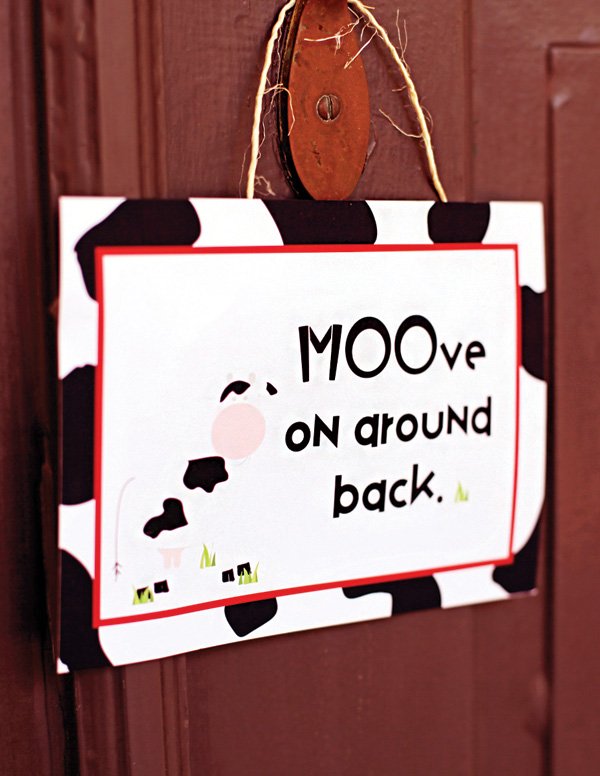 cow print party sign