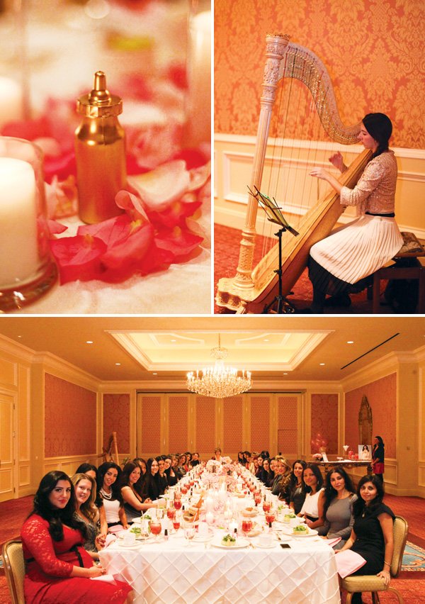 formal shower party harpist and gold painted baby items