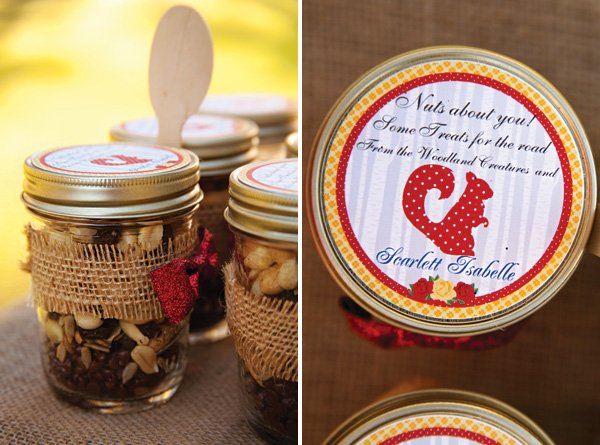 trail mix "nuts about you" mason jar party favors