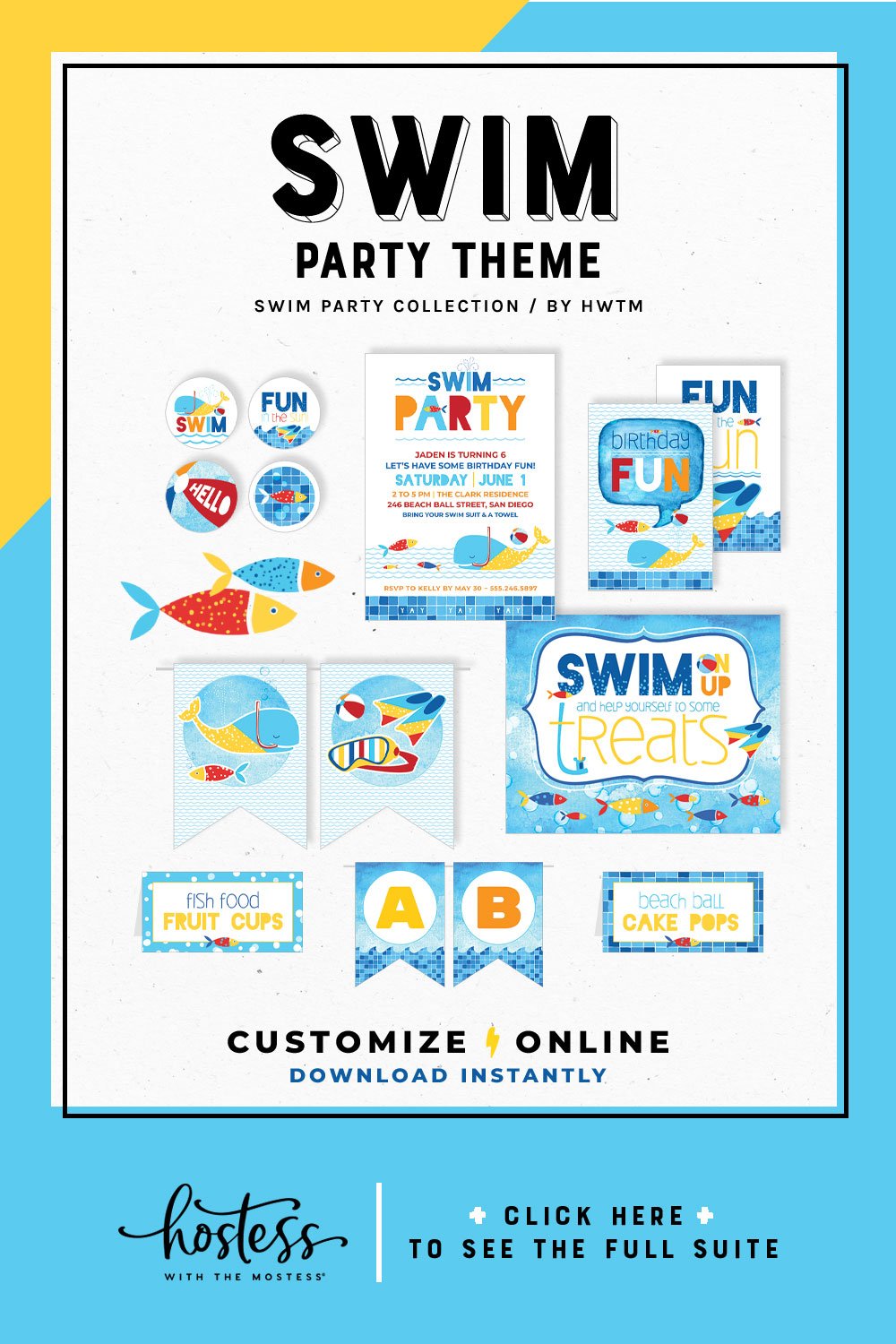 Swim Birthday Party Printables