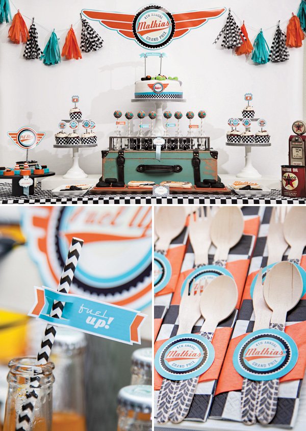 pit racing birthday party dessert table