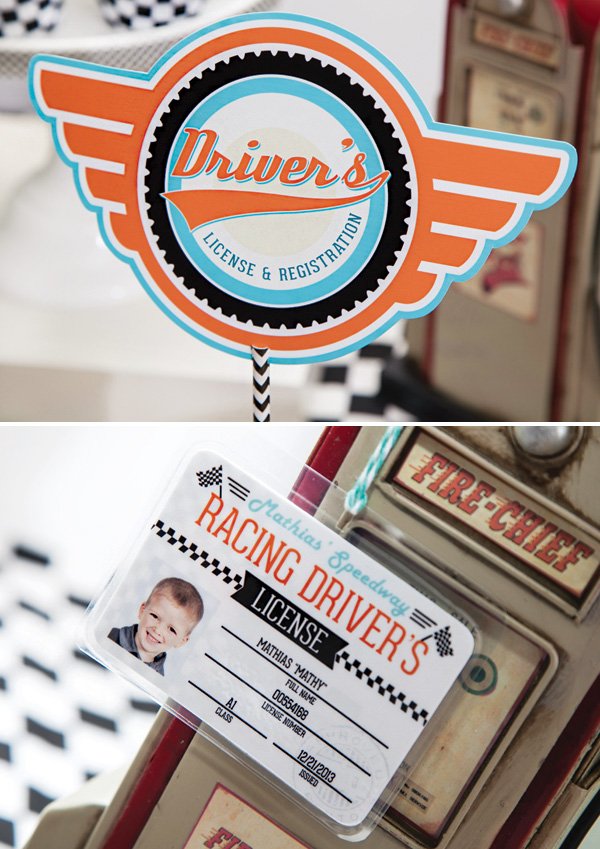 race car birthday party drivers licenses