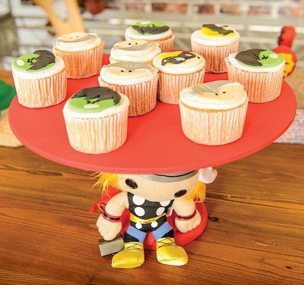 thor and other superhero cupcakes