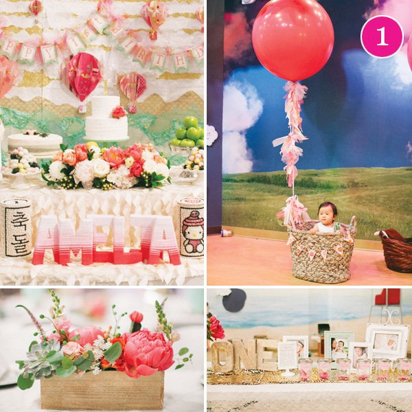 hot air balloon first birthday party