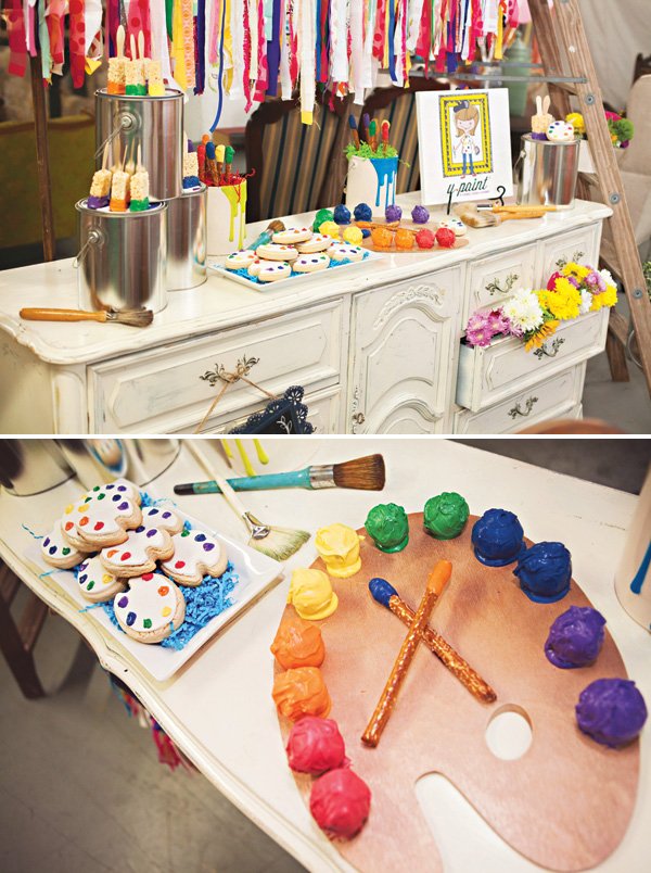 Modern Rainbow Art Studio Birthday Party // Hostess with the Mostess®