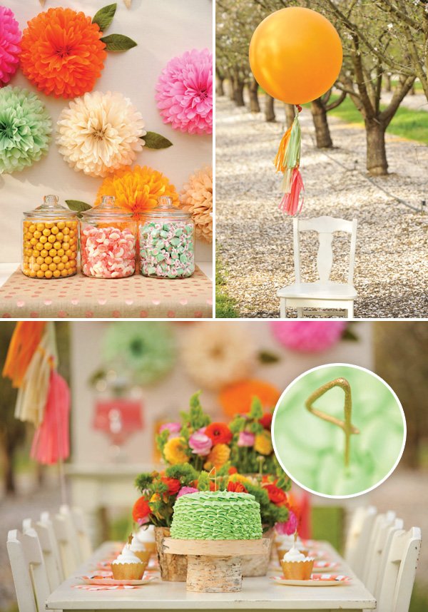 green ribboned birthday cake with gold glitter number candle