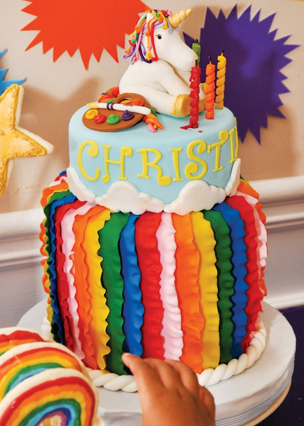 rainbow unicorn birthday cake