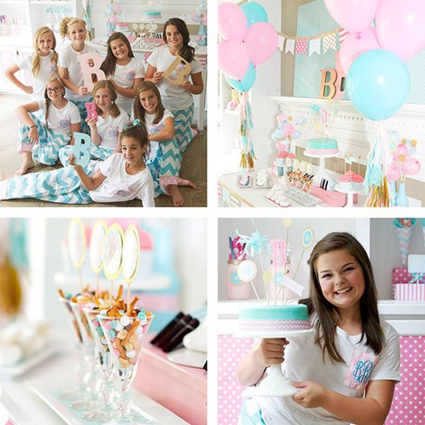 monogram themed slumber birthday party