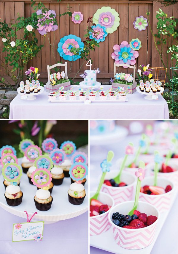 fairy garden birthday party dessert table