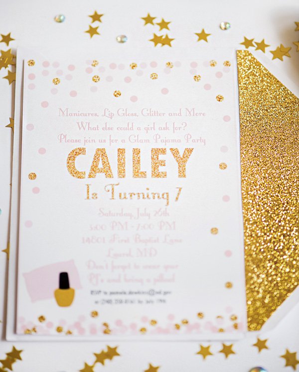gold glitter birthday party invitation