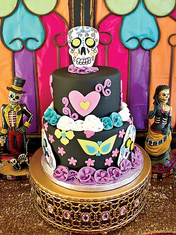 day of the dead inspired party cake