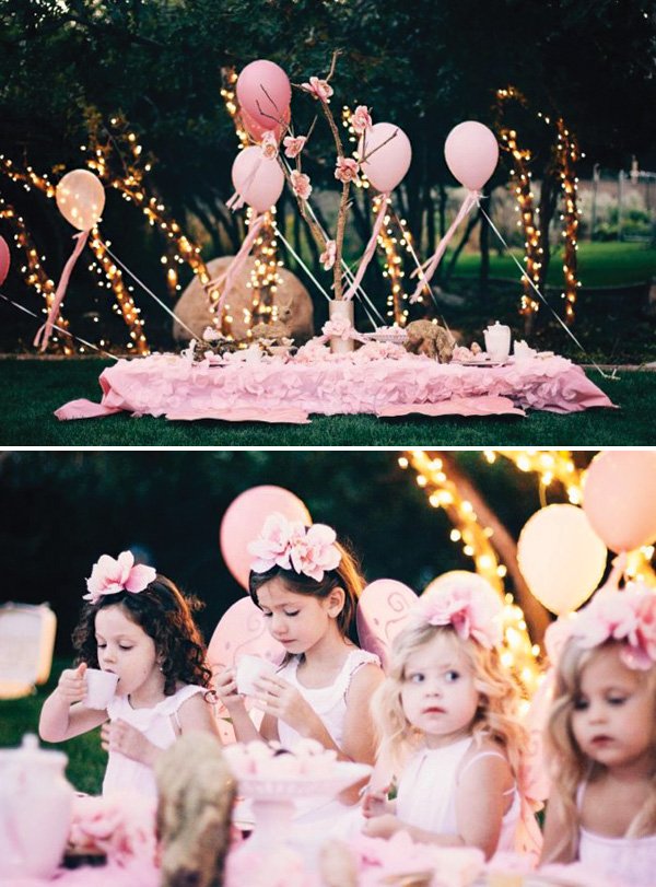 twinkle lights and pink for a fairy birthday party