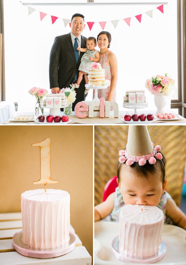 korean dol first birthday - pink white red