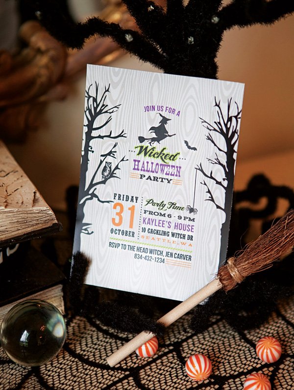 witchy halloween party invitation