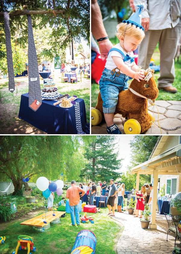 little man birthday party decorations - ties, balloons, table