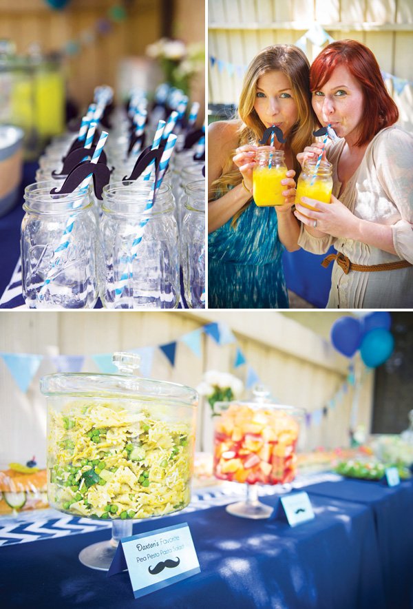 mustache party straws with mason jars