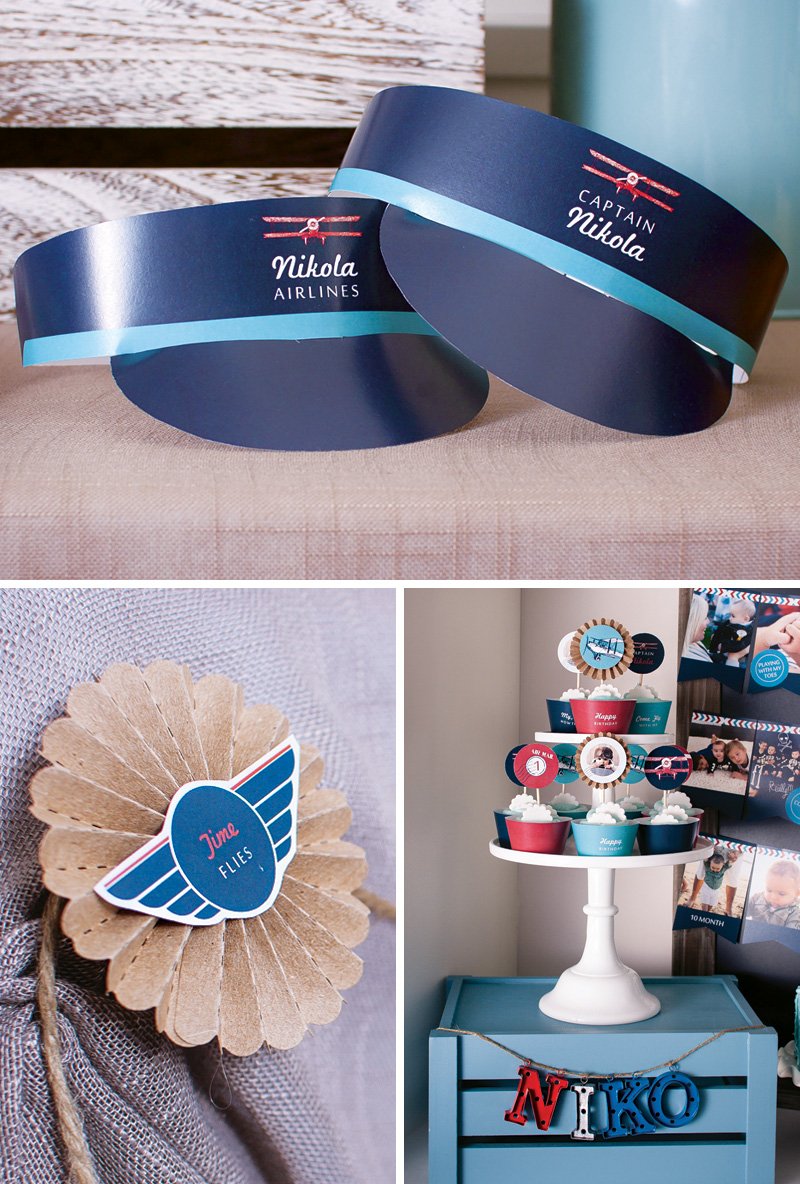 retro plane party printables