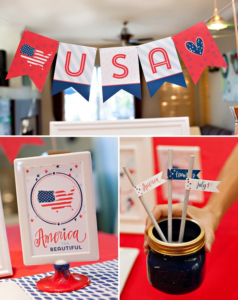 patriotic free printables - USA Banner and signs