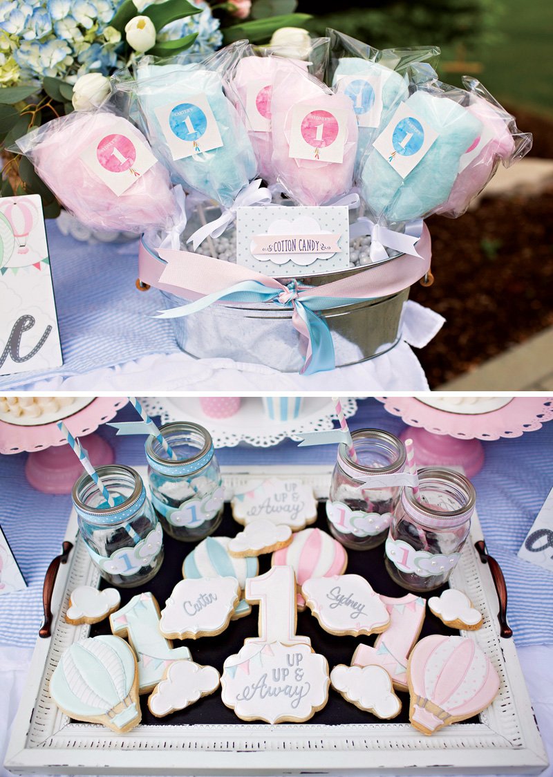 thumbnail image 2 of Hot Air Balloon Cake Topper Set - 13 Piece 1st Birthday Party Decorations 2 of 12
