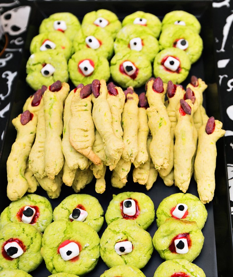 Halloween witch nail and eyeball cookies