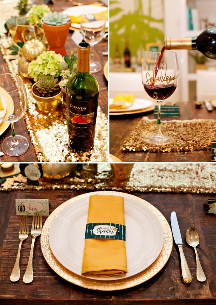 Glam Green and Gold Thanksgiving Table