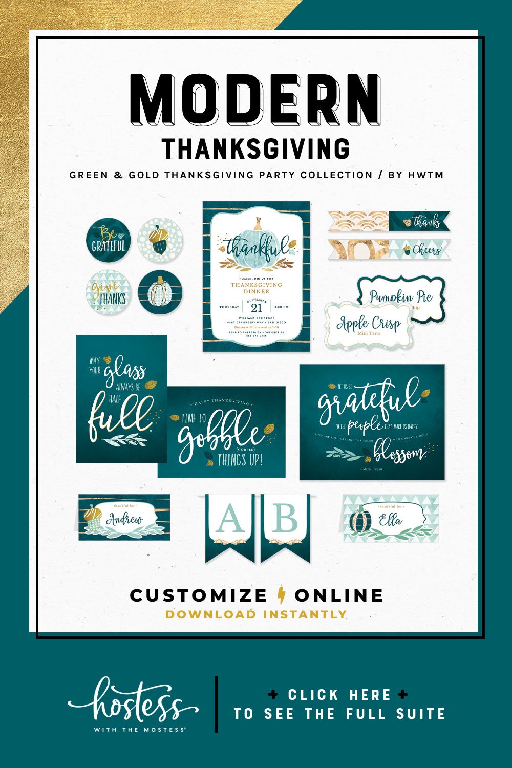 Green and Gold Holiday Printables