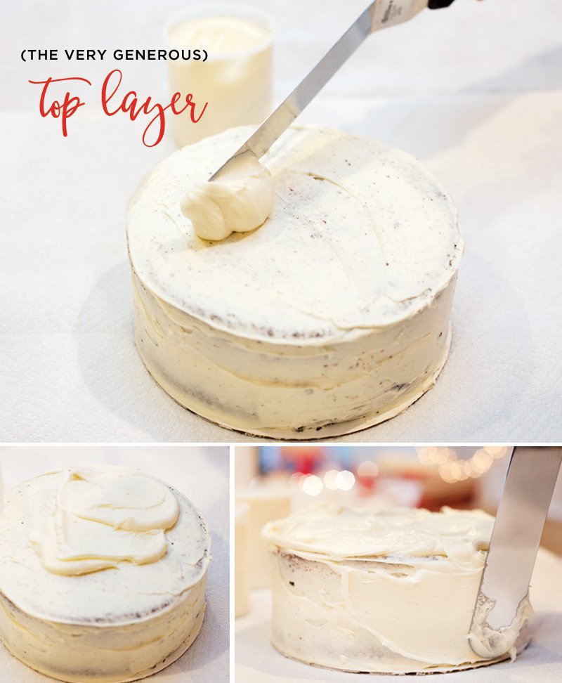 How to frost a snowy cake - buttercream peaks