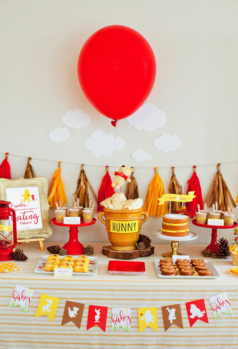 Winnie the Pooh Baby Shower Dessert Table from HWTM