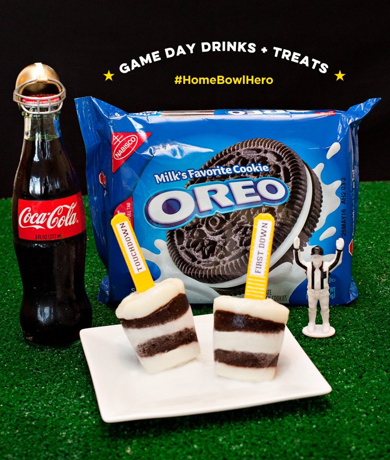 Referee OREO Pudding Pops + Coca-Cola Bottles with Football Helmets