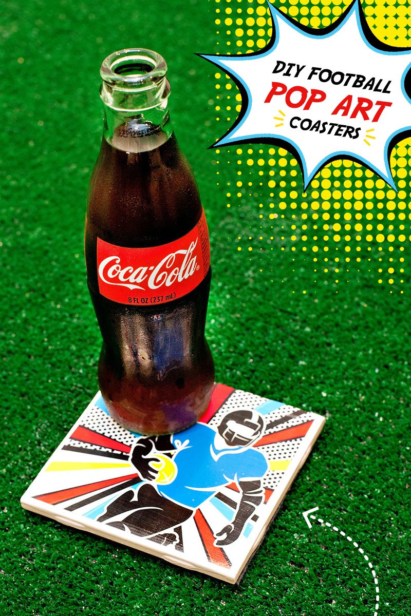 DIY Tile Coasters Tutorial - Pop Art Football Design