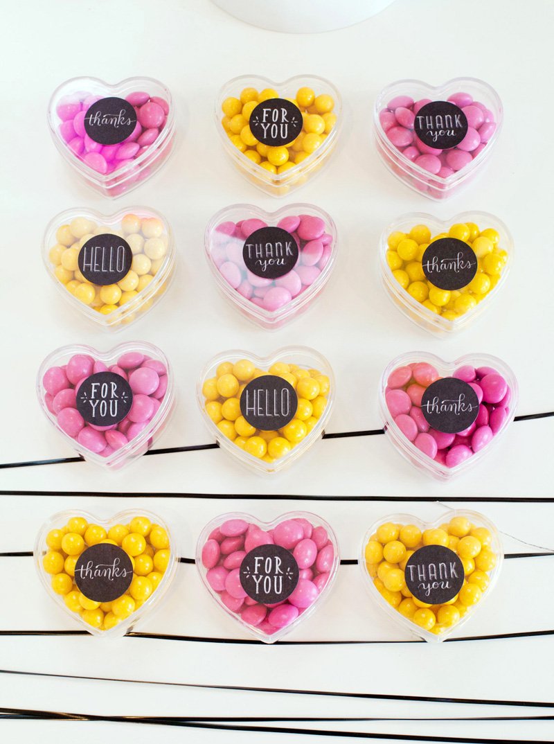 Pink and Yellow Heart Favors