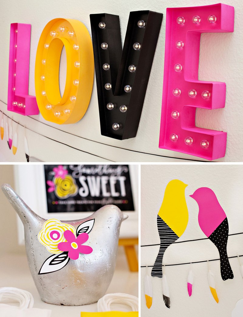 LOVE Marquee Lights - Pink Yellow Black
