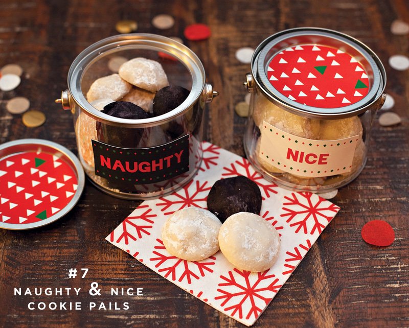 naughty and nice holiday cookie pails
