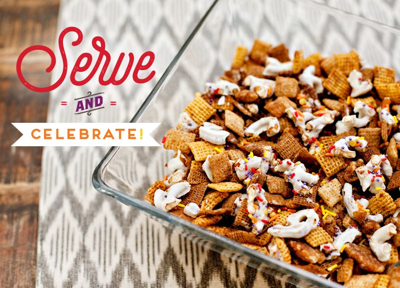 Bowl of Pumpkin Spice Chex Party Mix