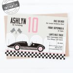 Thumbnail of http://Vintage%20Race%20Car%20Pink%20Birthday%20Party%20Invitation