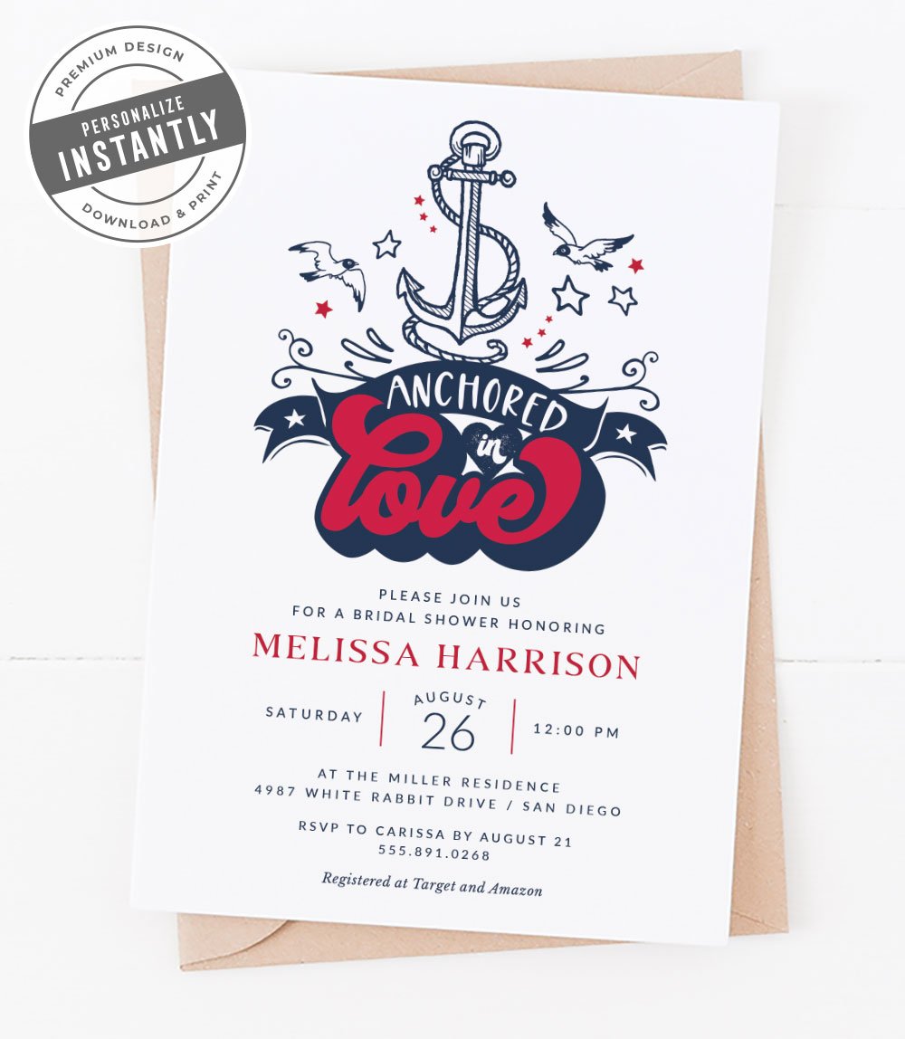 Modern Nautical Bridal Shower Invitation