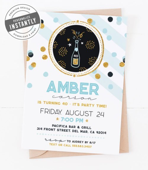Confetti & Champagne Birthday Invitation
