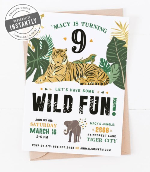 Jungle Safari Birthday Party Invitation