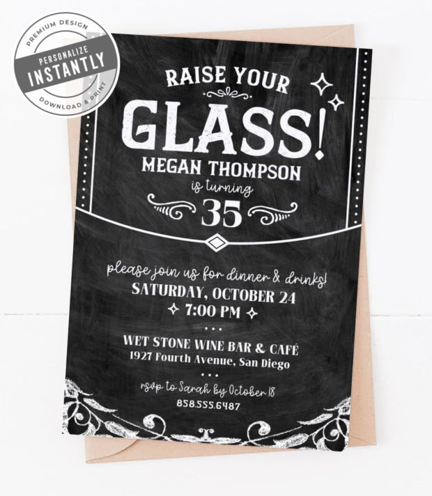 Rustic & Elegant Wine Party Invitaiton