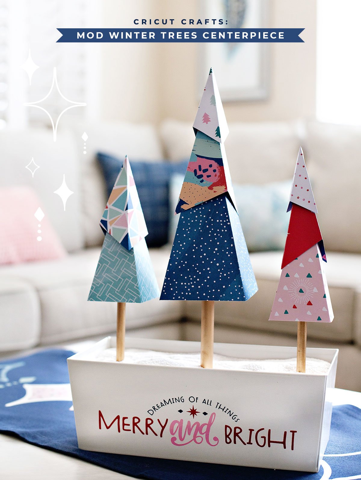 Modern Holiday Paper Trees Centerpiece