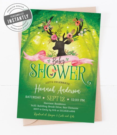 Woodland Glam Baby Shower Invitation