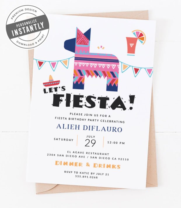 Modern Fiesta Cocktail Party Invitation