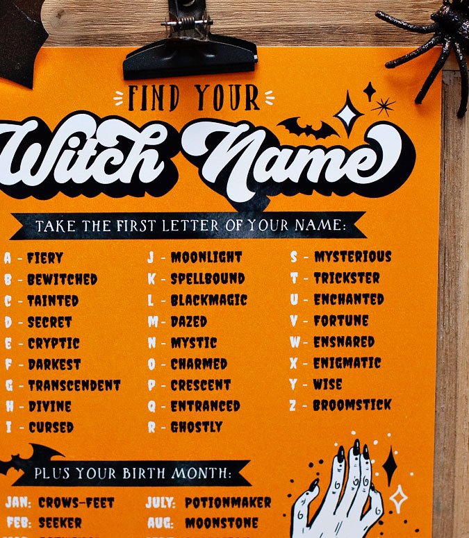 Witch Name Sign - Close Up